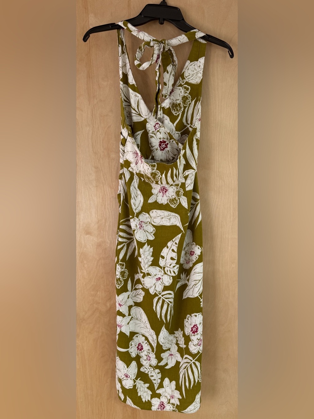 ZARA Tropical Floral Halter Midi Dress – Olive & Cream: XS - Picture 10 of 16